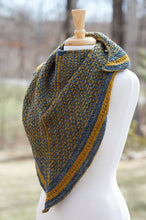 Load image into Gallery viewer, Blue-and-Gold Zig Zag Shawl